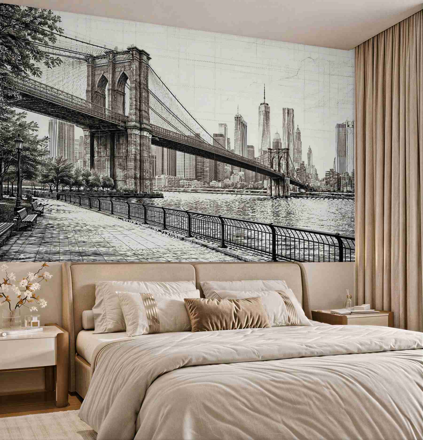 Fototapeta szkic mostu brooklińskiego na manhattanie