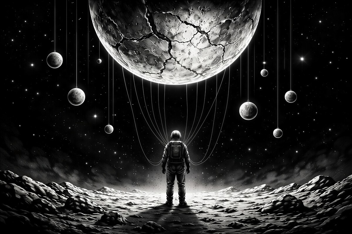 Fototapeta kosmiczny wędrowiec pod planetami