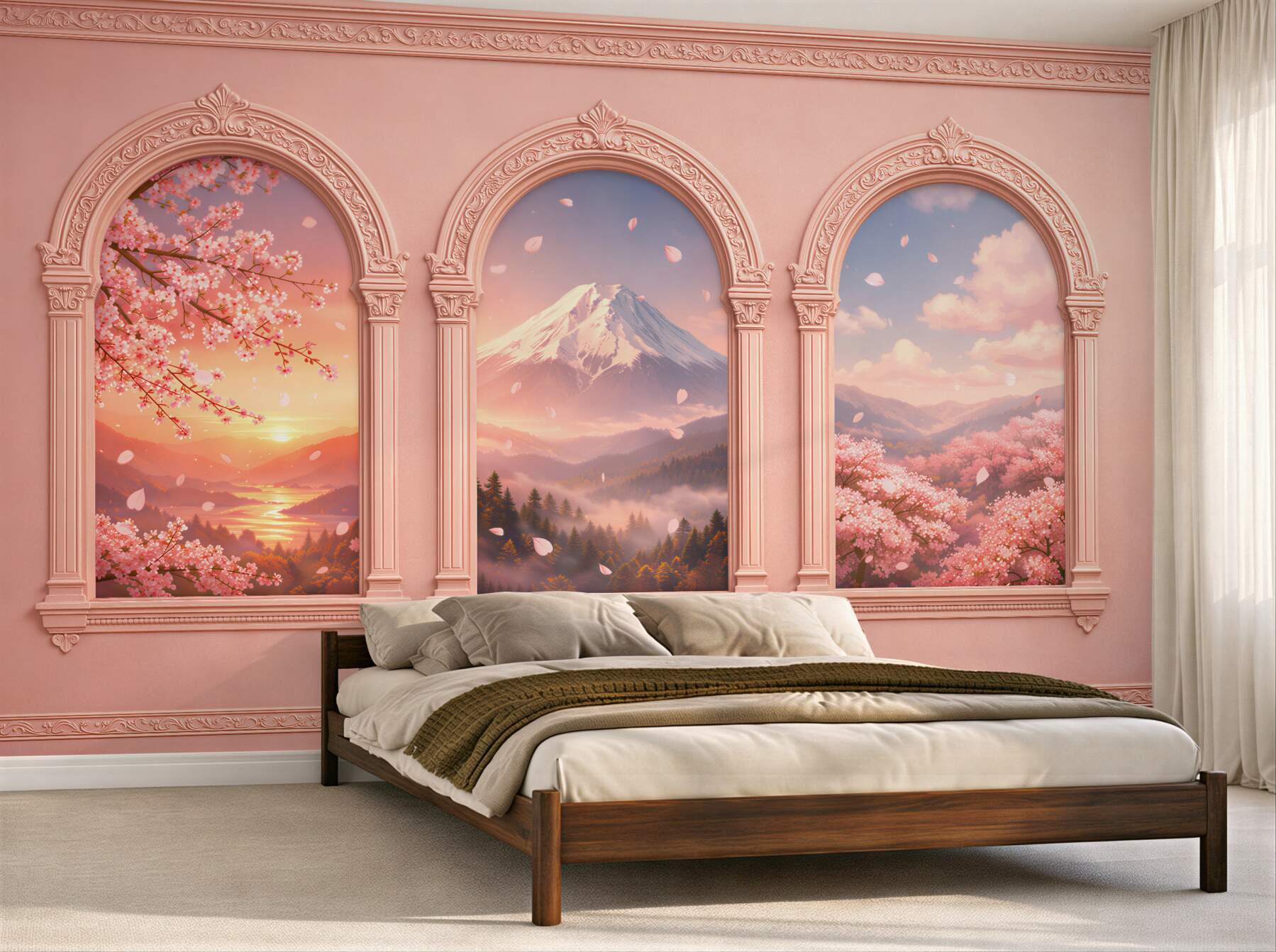 Fototapeta zielone fale w minimalistycznym stylu
