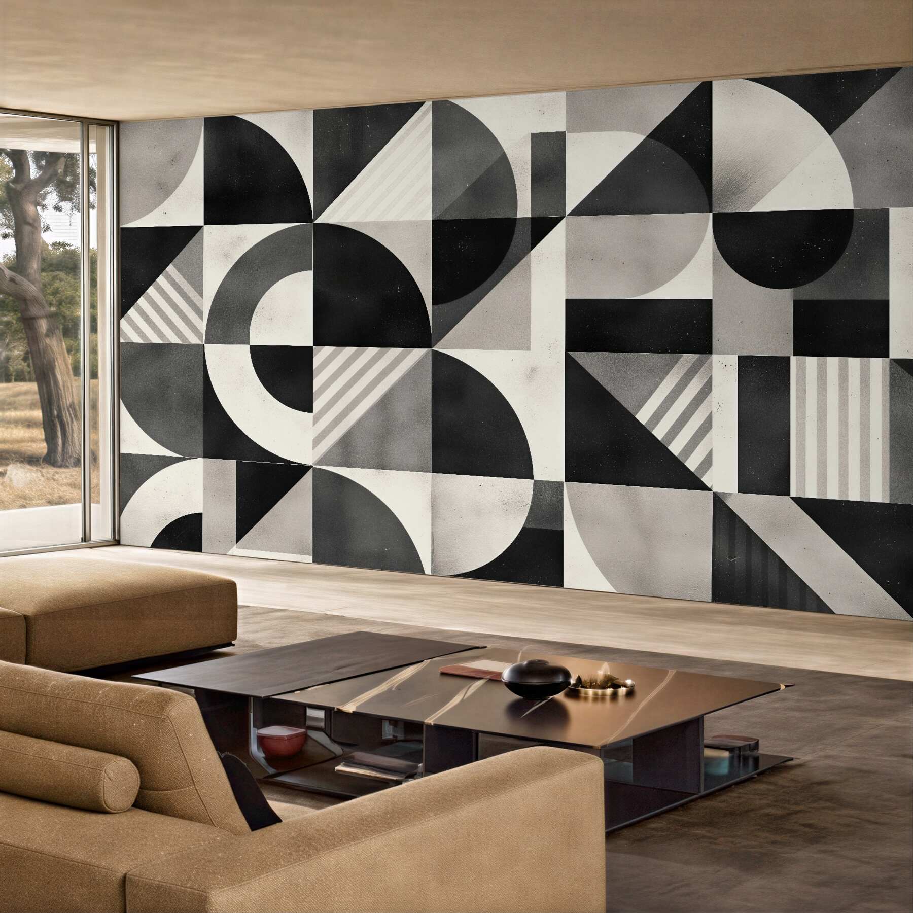Fototapeta geometryczna mozaika w czerni i bieli