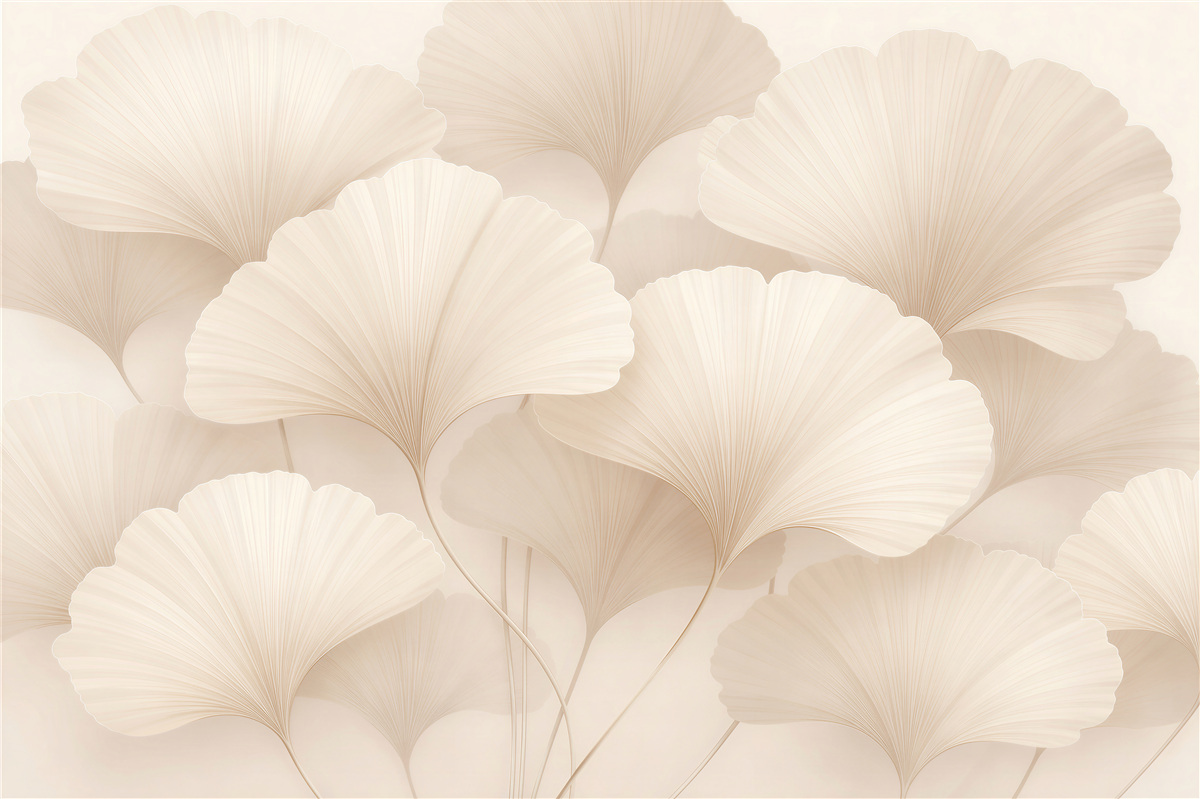 Fototapeta kremowe liście ginkgo elegancja