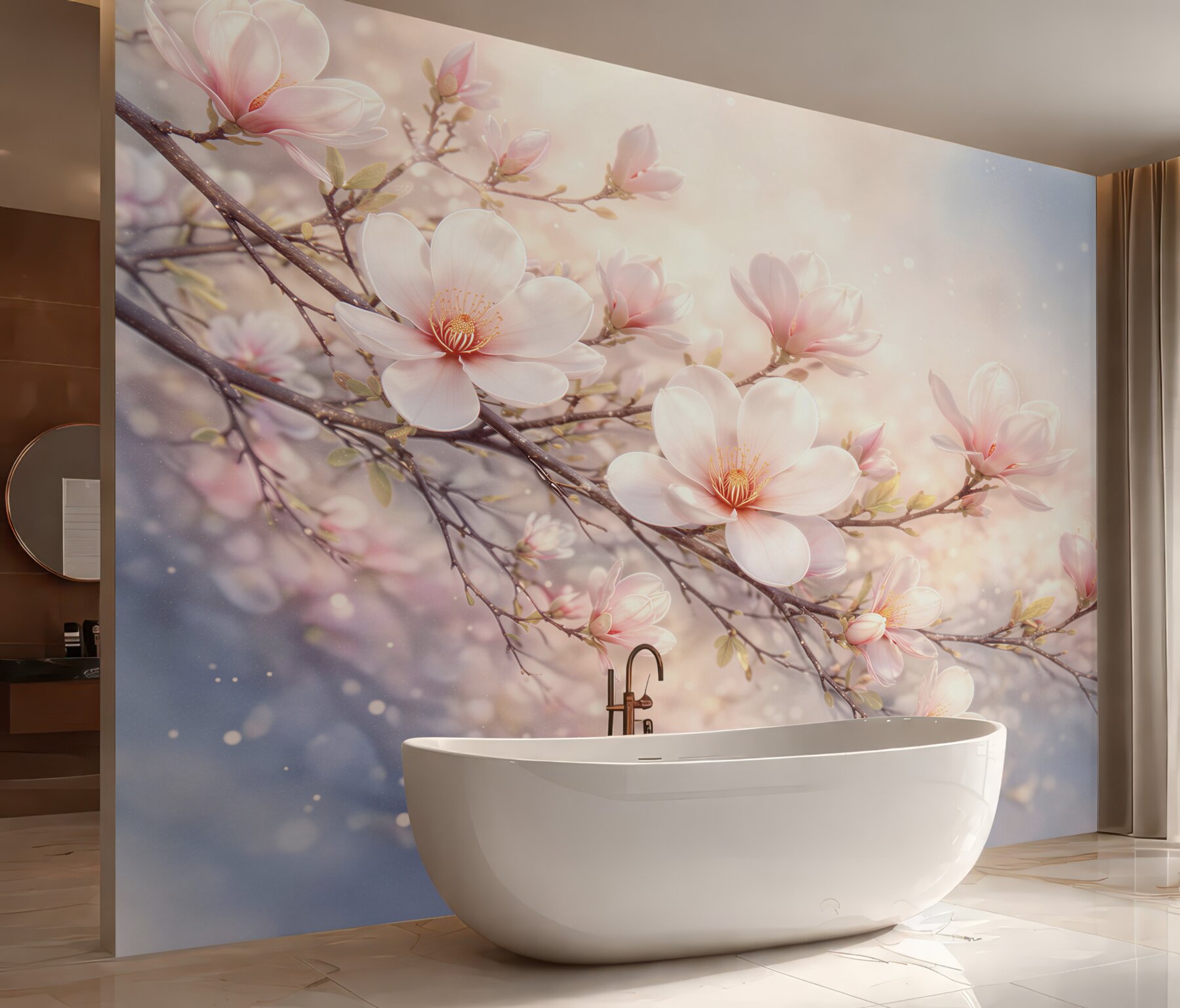 Fototapeta kwitnąca magnolia w pastelowym świetle