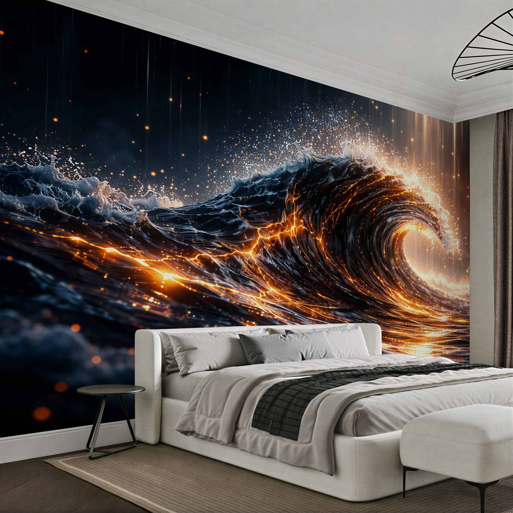 Fototapeta złota fala nocnego oceanu