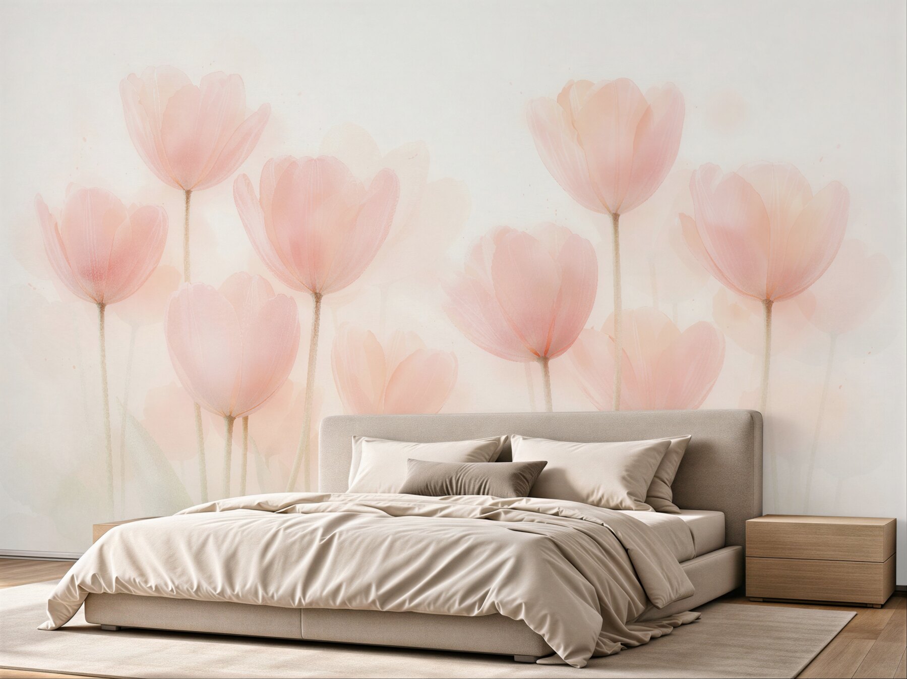 Fototapeta pastelowe tulipany we mgle