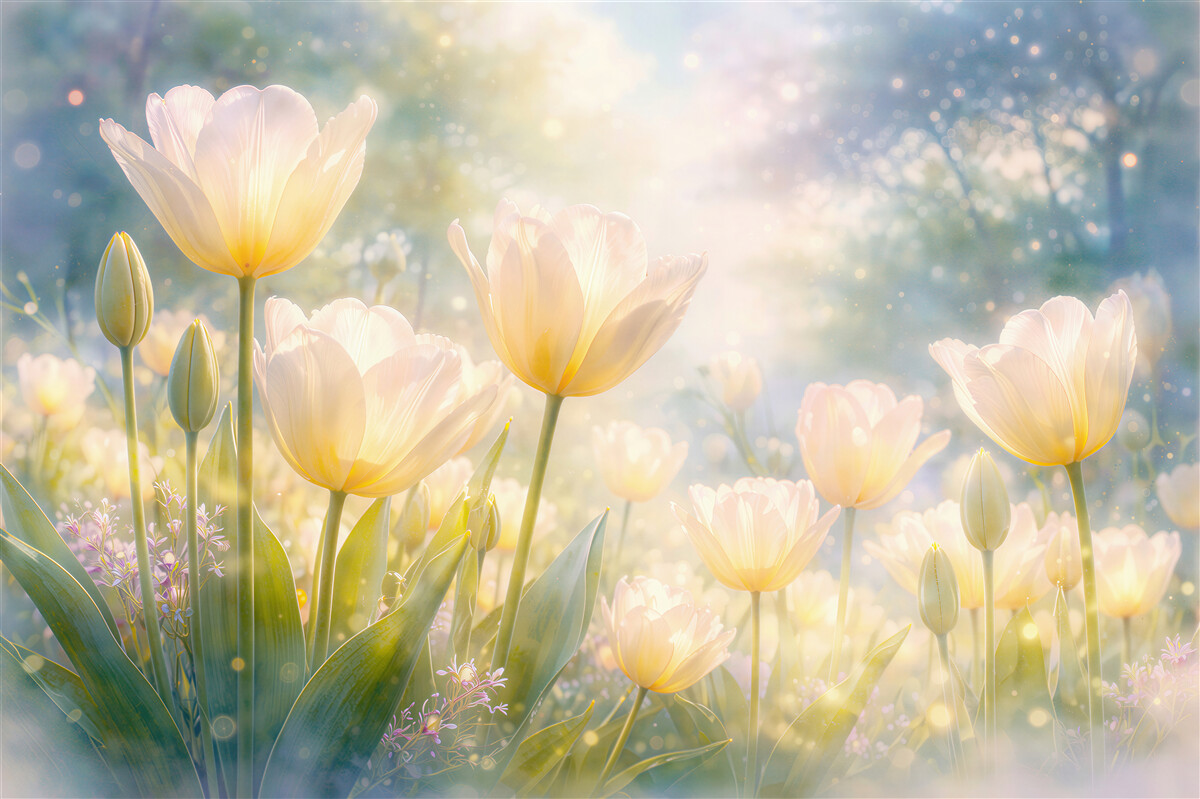 Fototapeta Świetliste tulipany o poranku