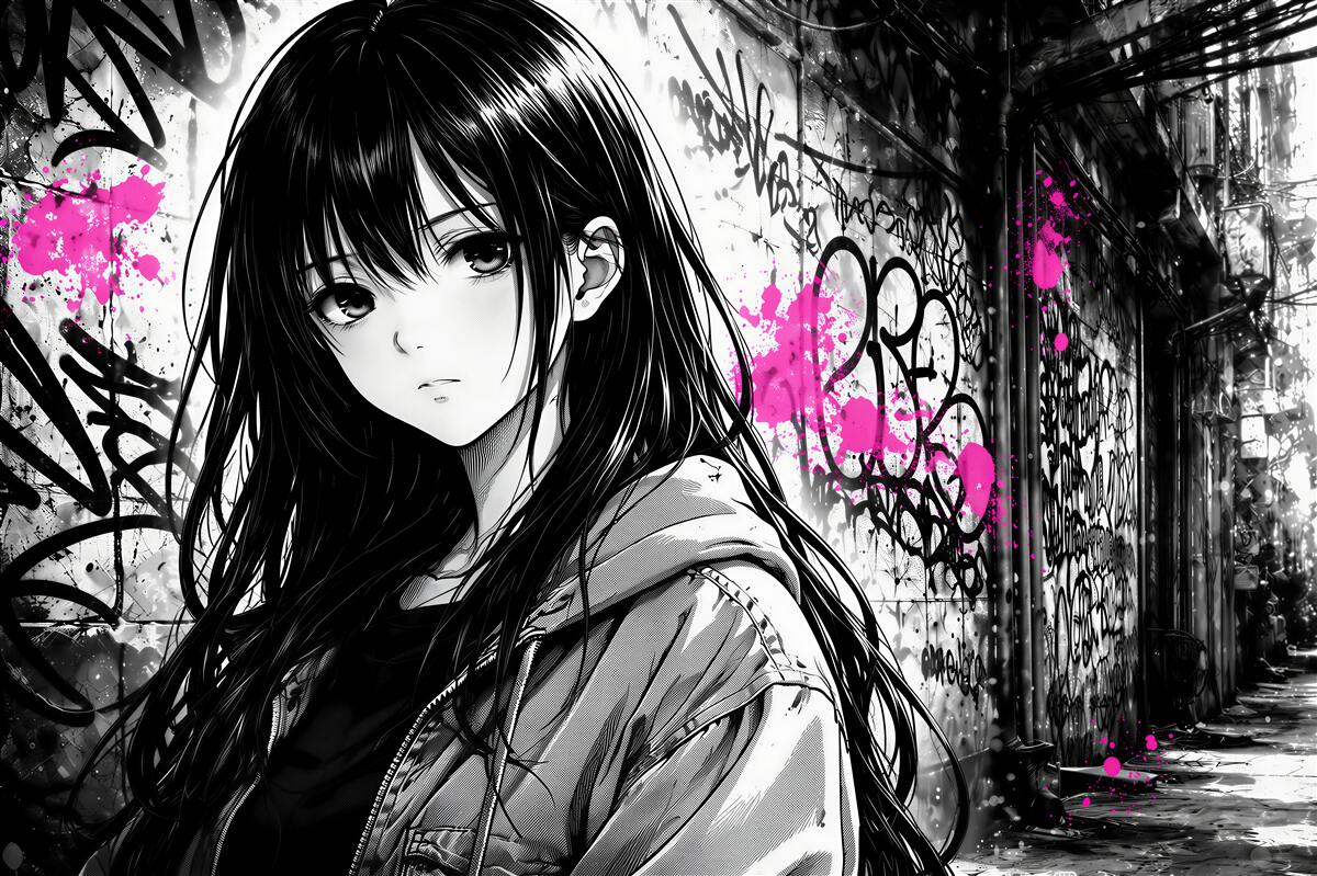 Fototapeta manga w neonowym graffiti