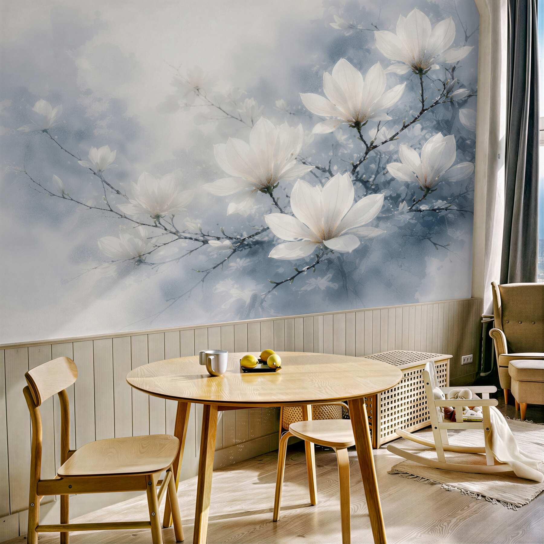 Fototapeta białe magnolie w błękitnej poświacie