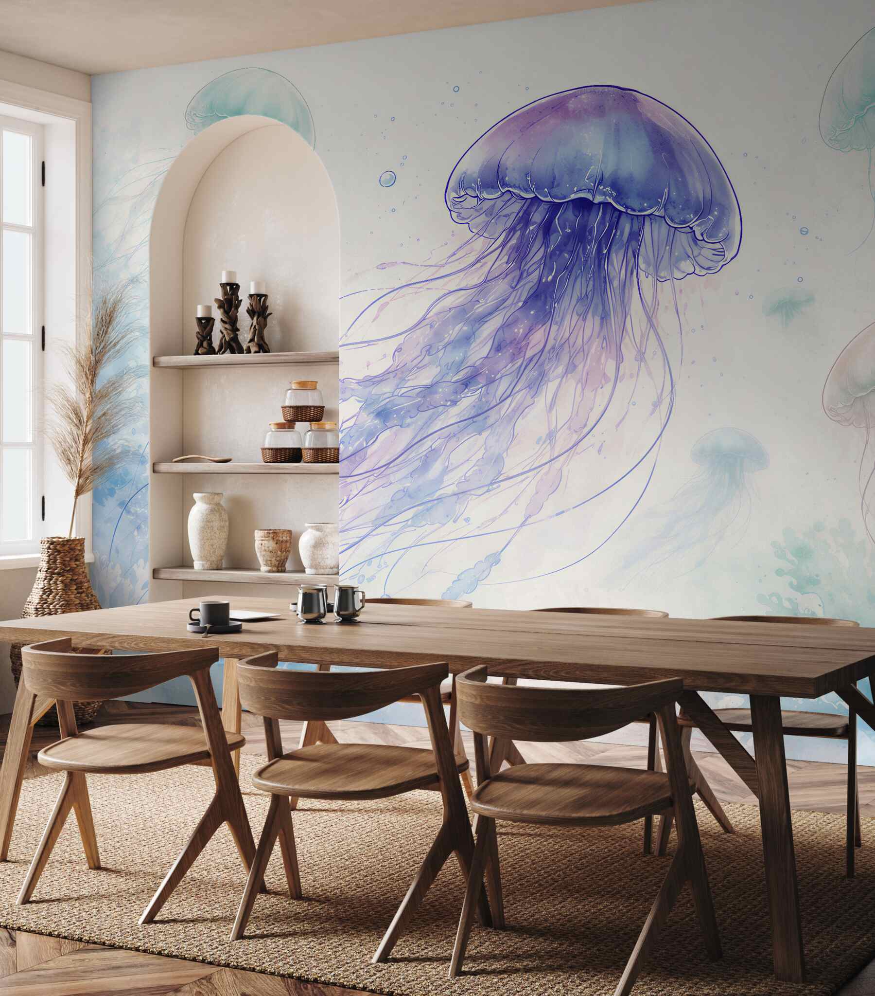 Fototapeta akwarelowe meduzy w pastelach