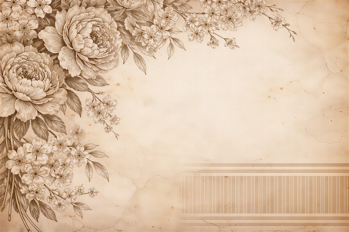 Fototapeta sepiowe peonie w eleganckim rysunku
