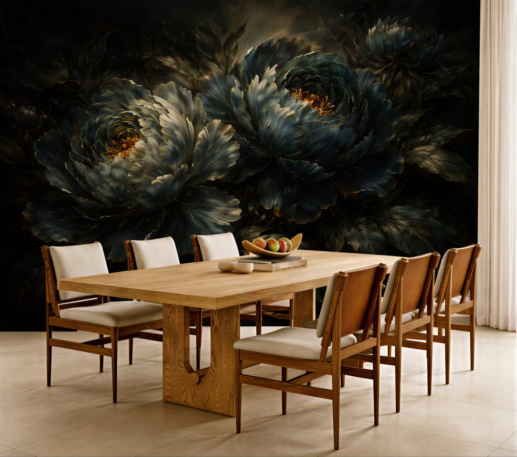 Fototapeta sepiowe peonie w eleganckim rysunku