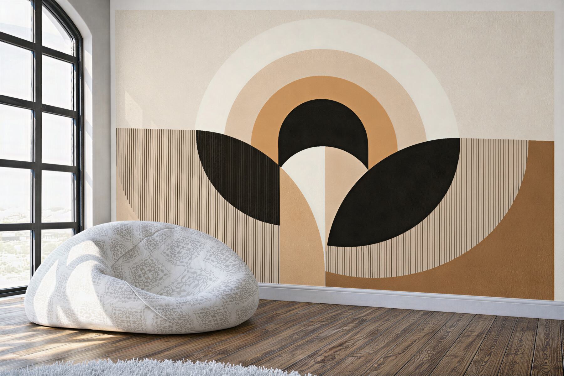 Fototapeta geometryczna harmonia beżu i czerni