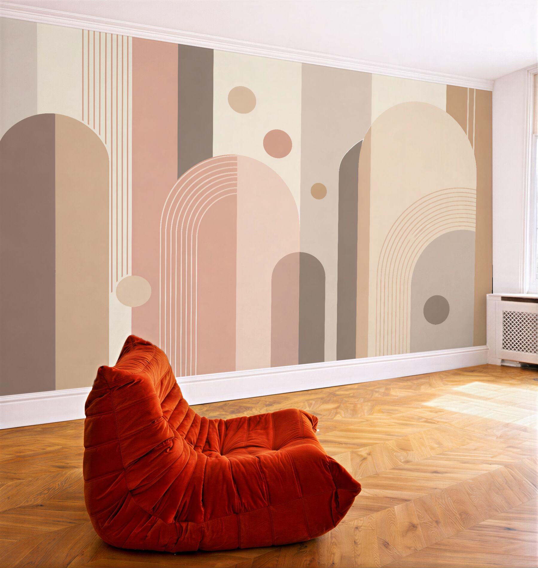 Fototapeta geometryczne łuki w pudrowych barwach