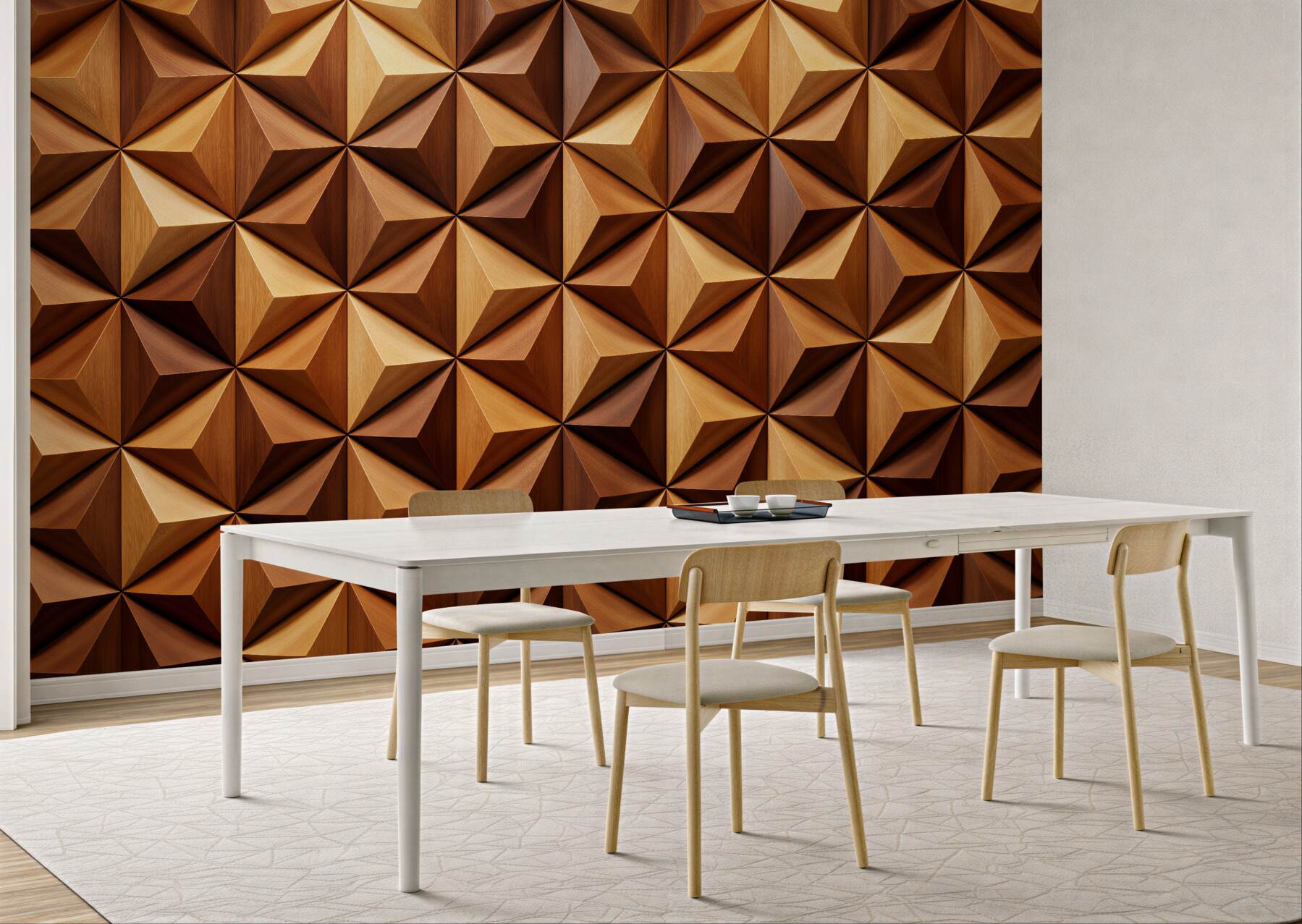 Fototapeta drewniana geometryczna mozaika 3d