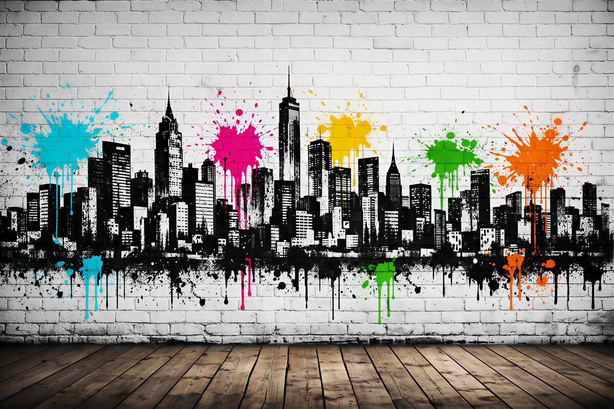 Fototapeta kolorowe graffiti miejskiej panoramy
