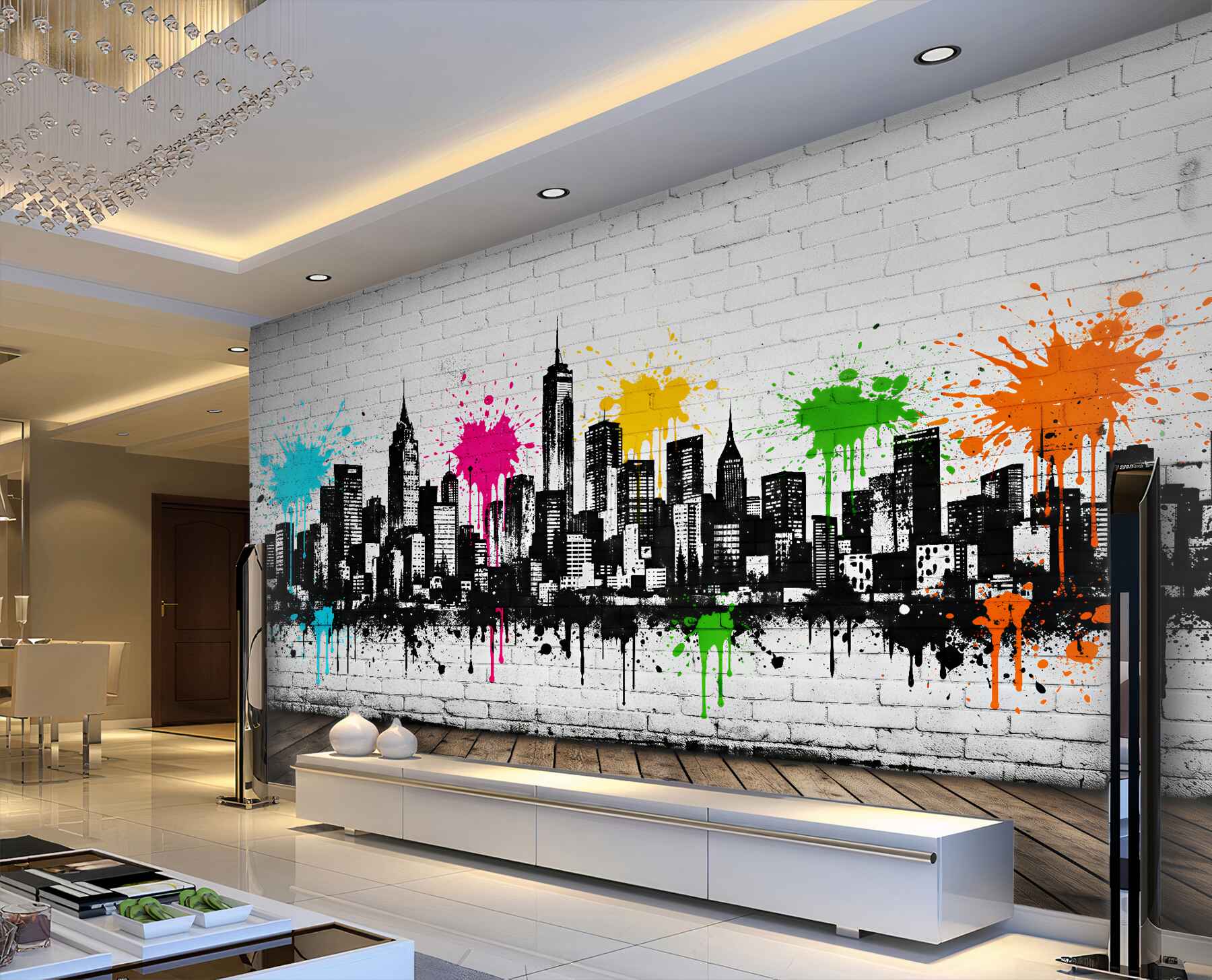 Fototapeta kolorowe graffiti miejskiej panoramy