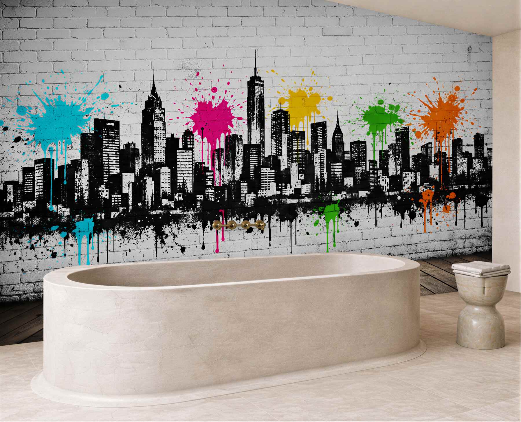 Fototapeta kolorowe graffiti miejskiej panoramy
