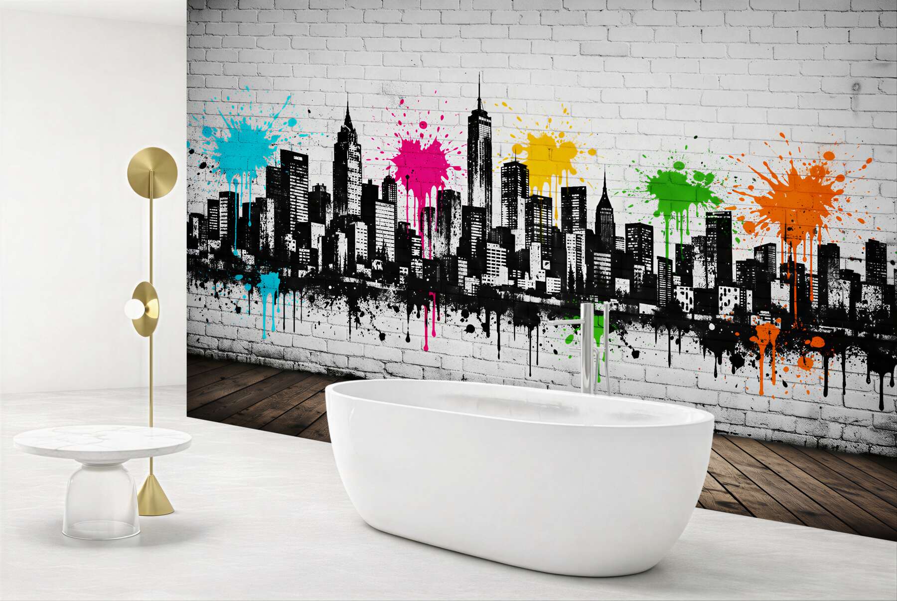 Fototapeta kolorowe graffiti miejskiej panoramy