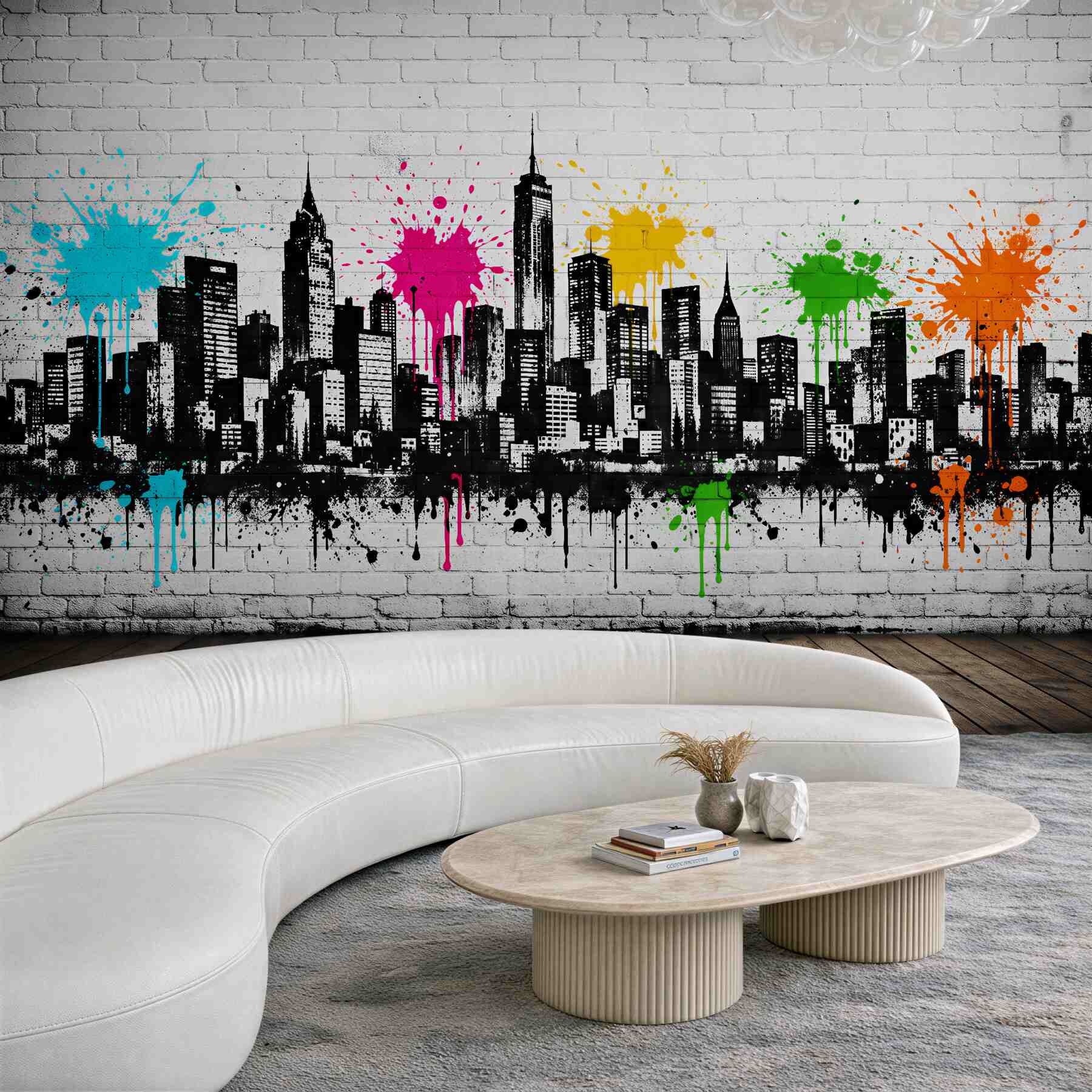 Fototapeta kolorowe graffiti miejskiej panoramy