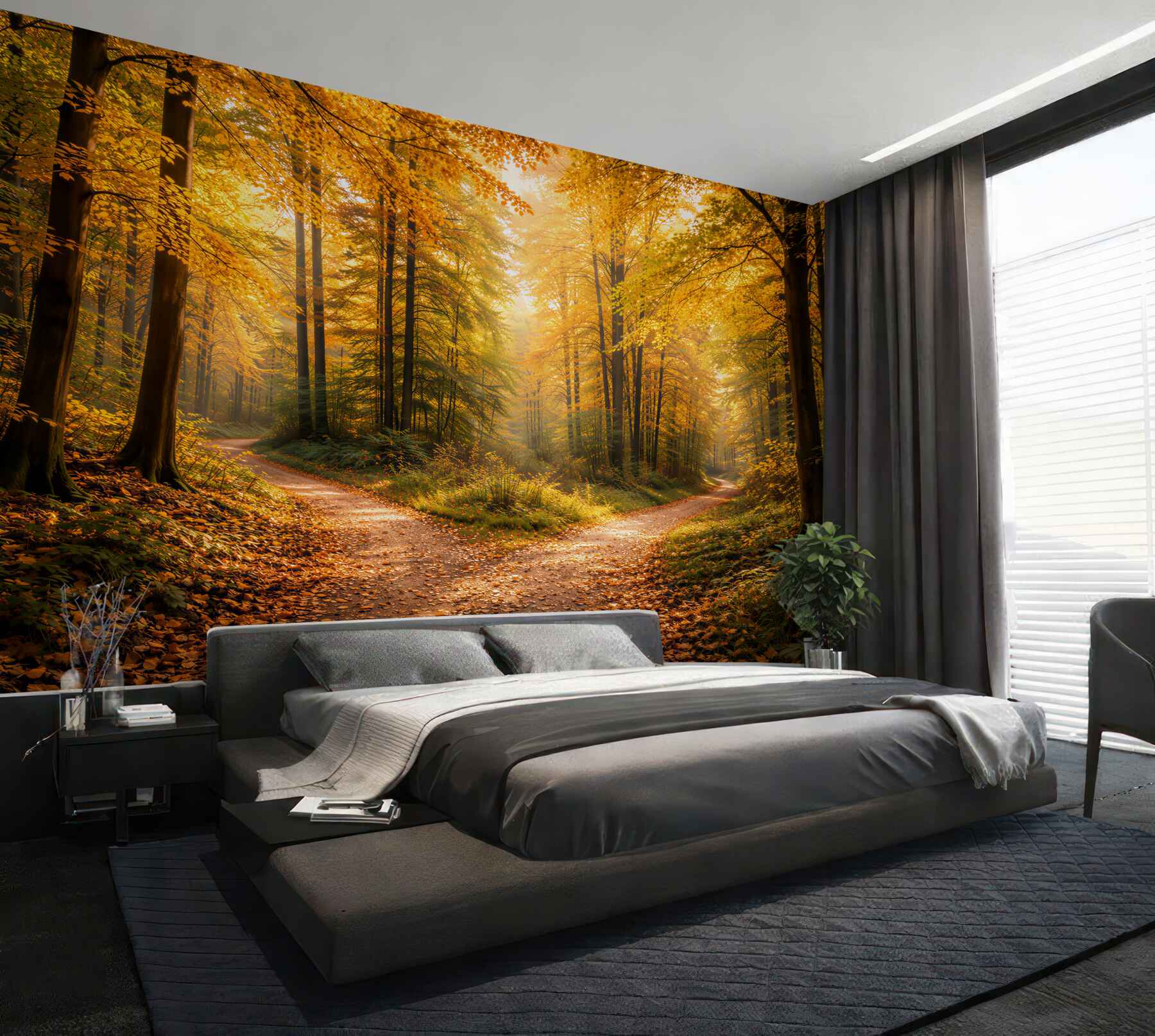Fototapeta jesienny leśny rozstaj dróg