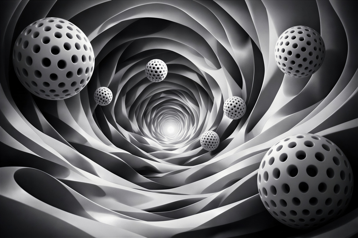 Fototapeta tunel z ażurowymi kulami 3d