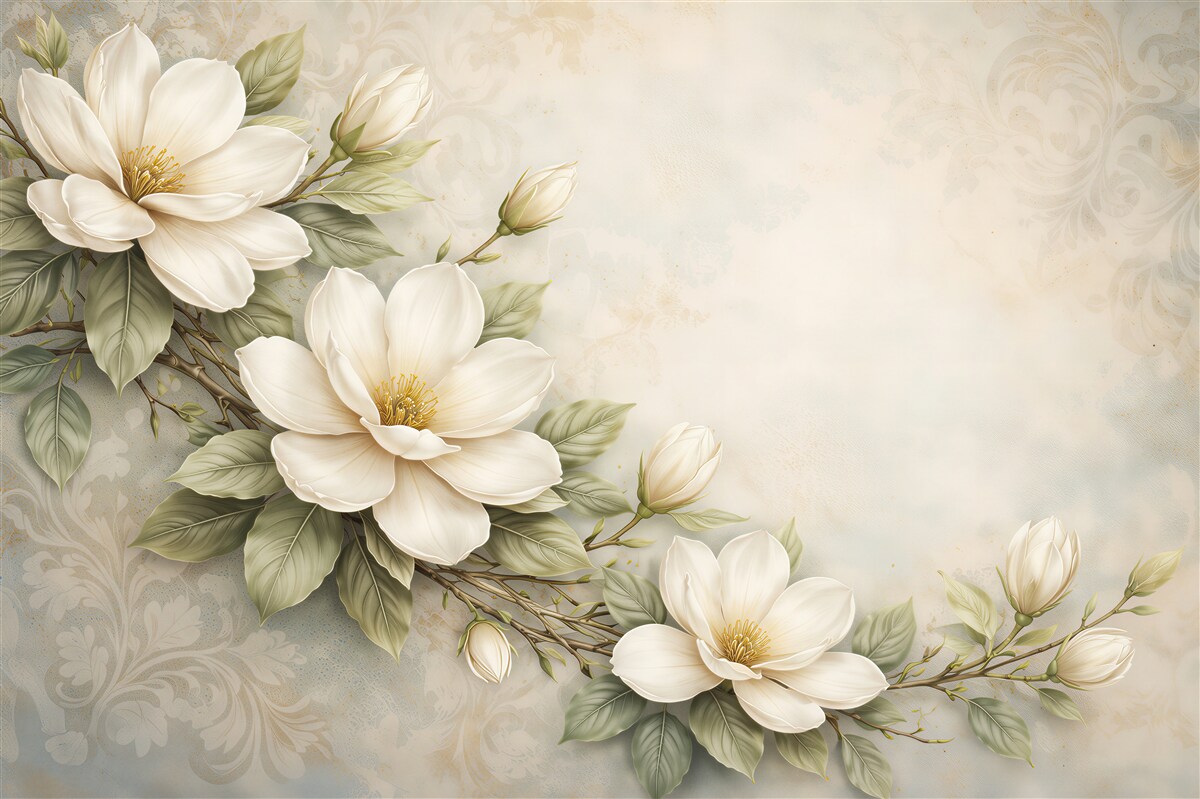 Fototapeta kremowe magnolie w eleganckim rozkwicie