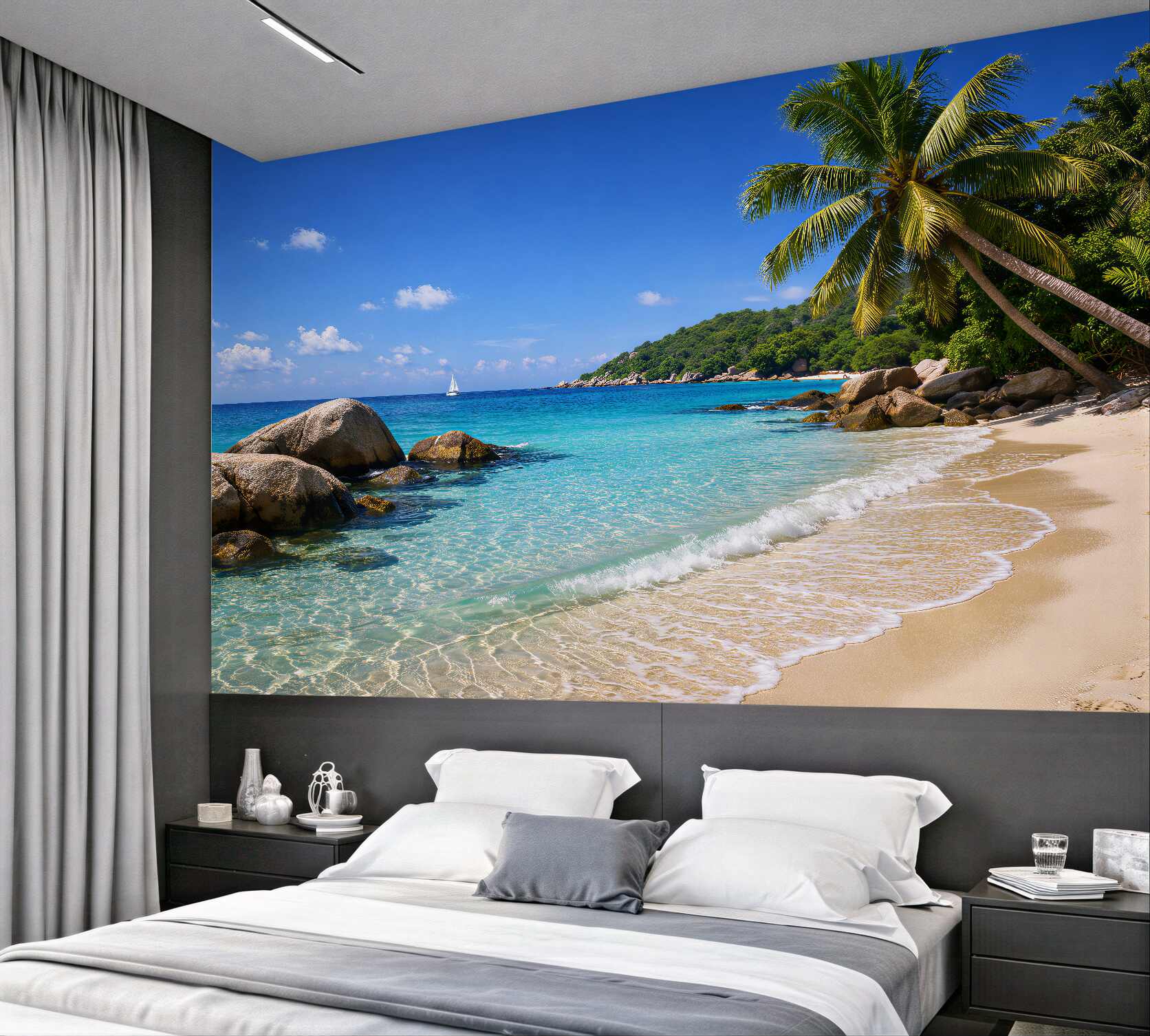 Fototapeta tropikalna plaża z palmą