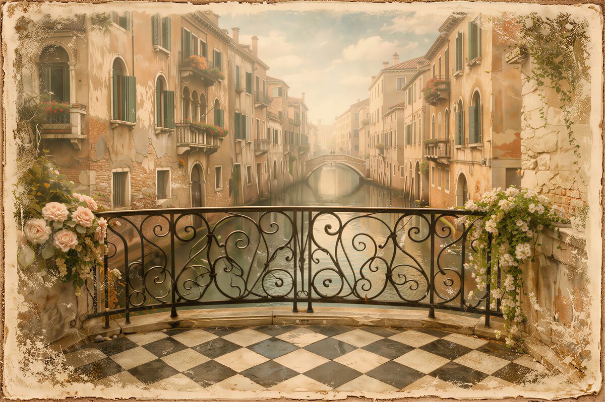 Fototapeta romantyczny balkon nad weneckim kanałem