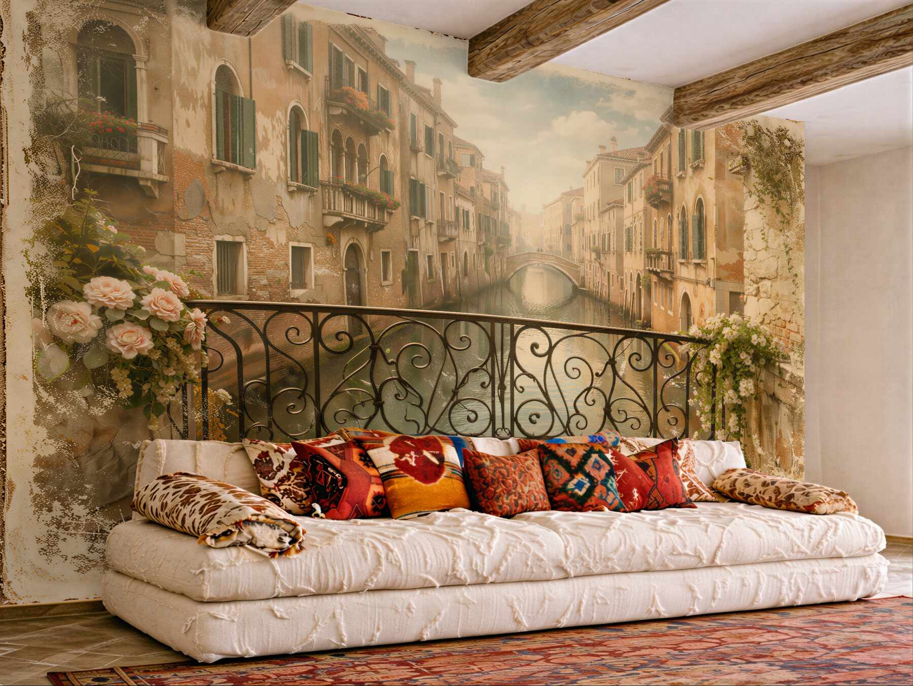 Fototapeta romantyczny balkon nad weneckim kanałem