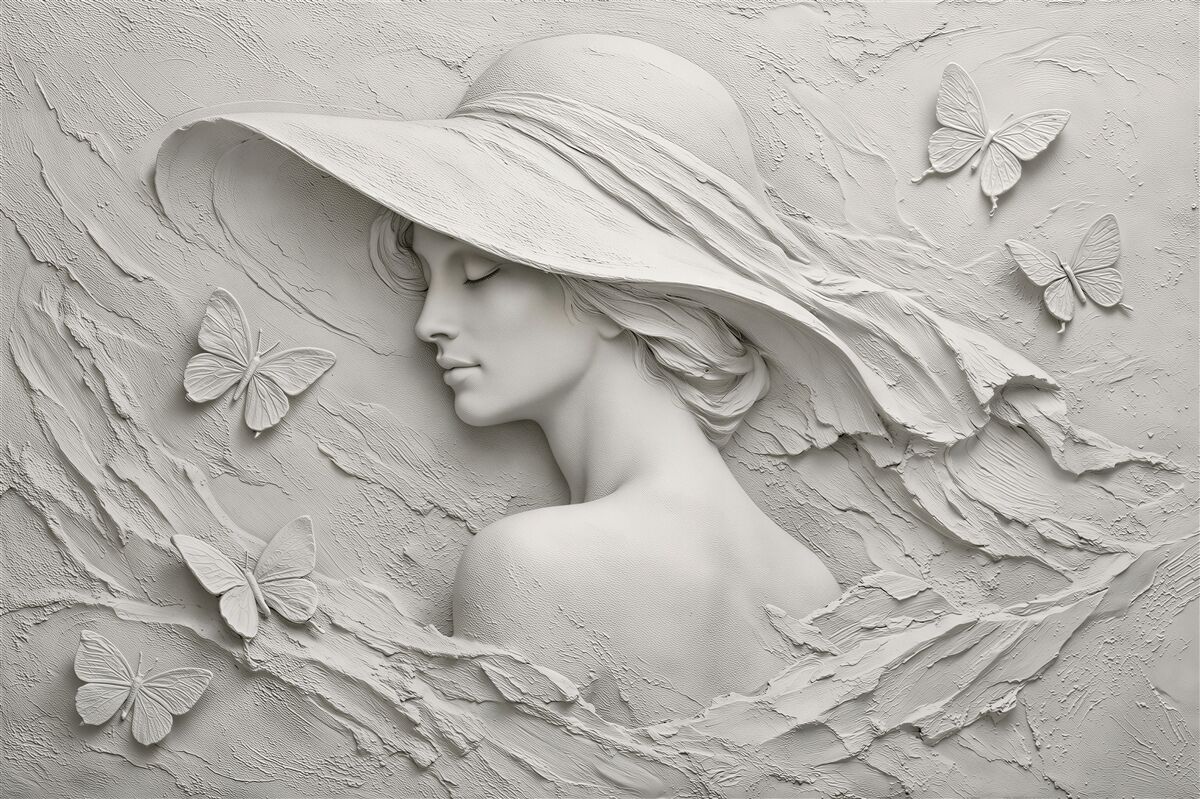 Fototapeta elegancka dama z motylami 3d