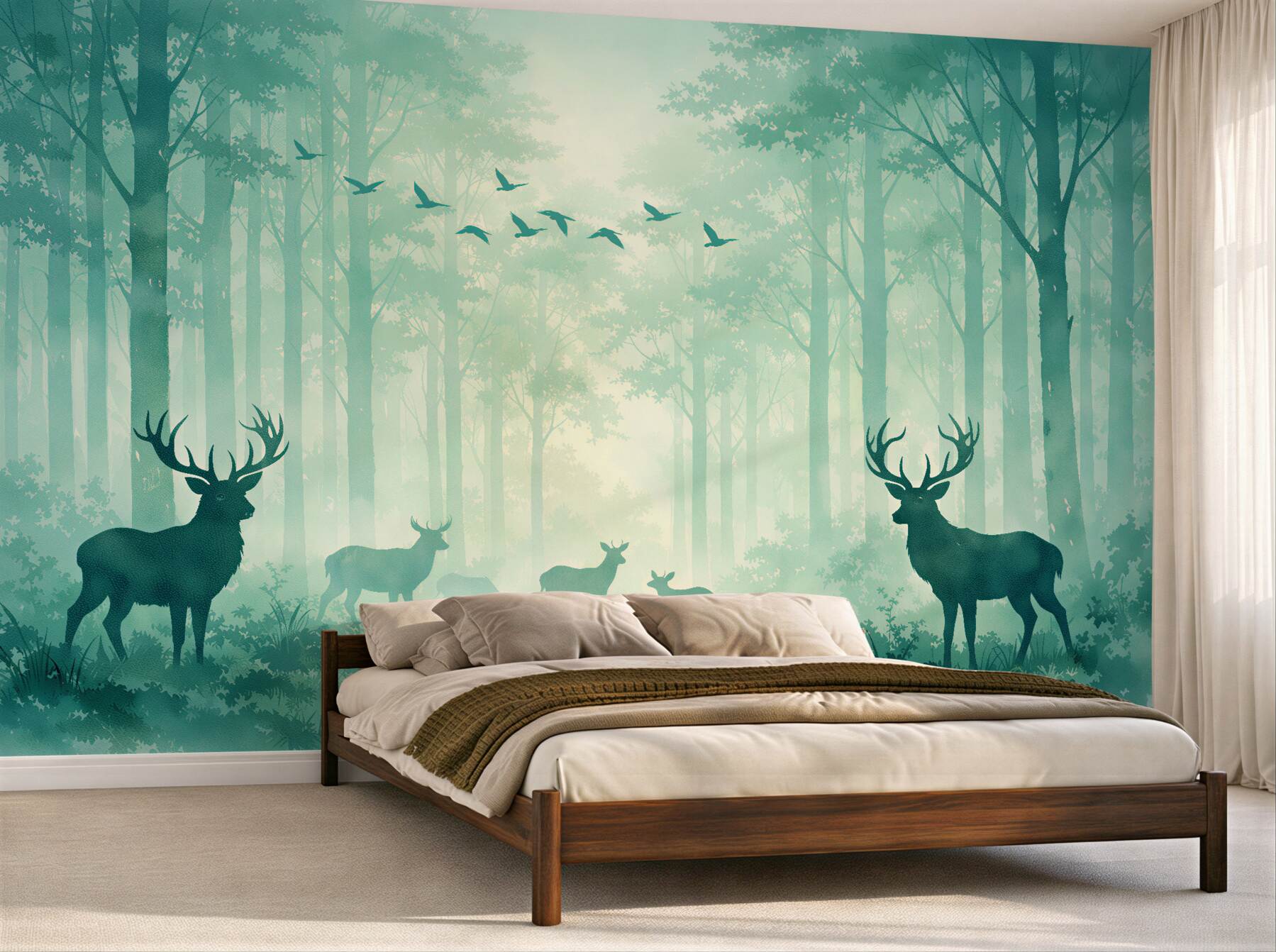 Fototapeta jelenie w baśniowym leśnym blasku