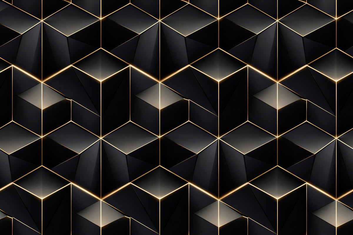 Fototapeta złote geometryczne kostki 3d