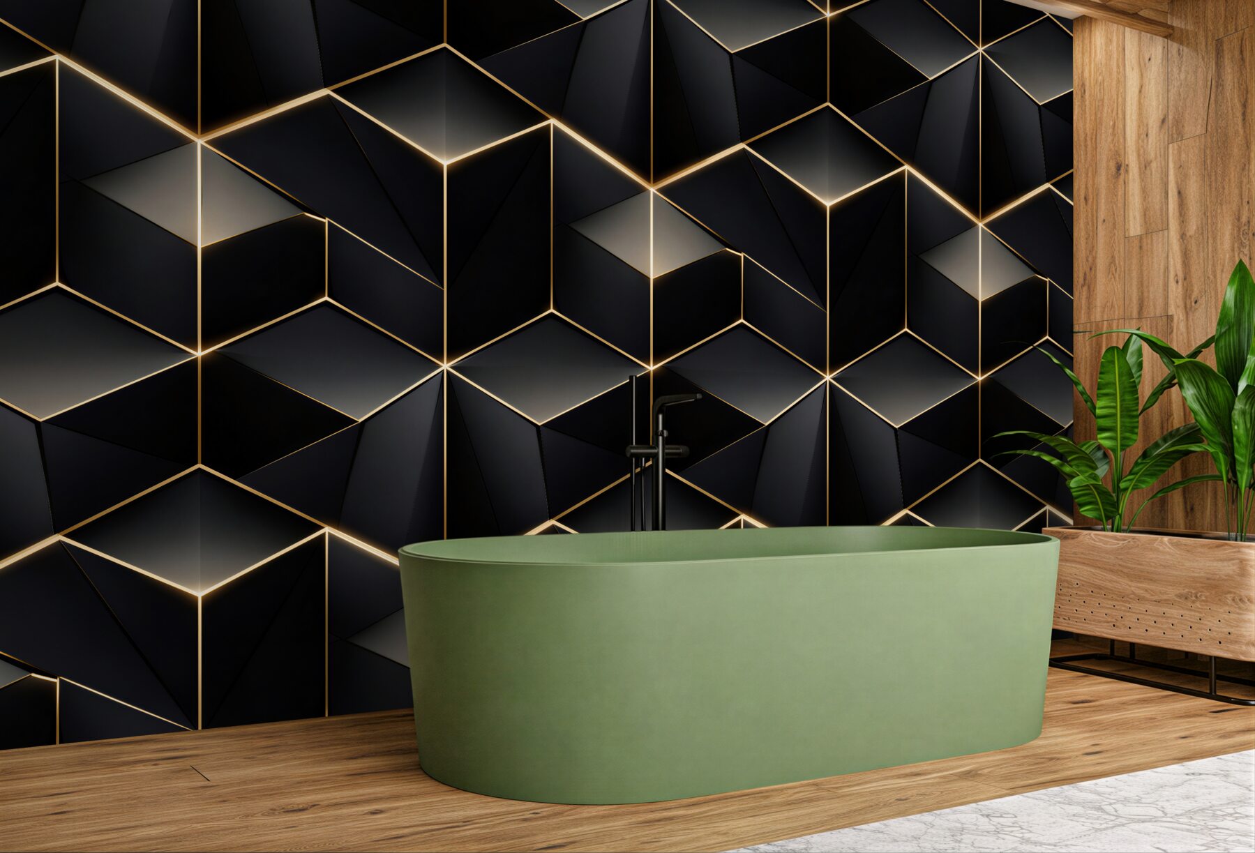 Fototapeta złote geometryczne kostki 3d