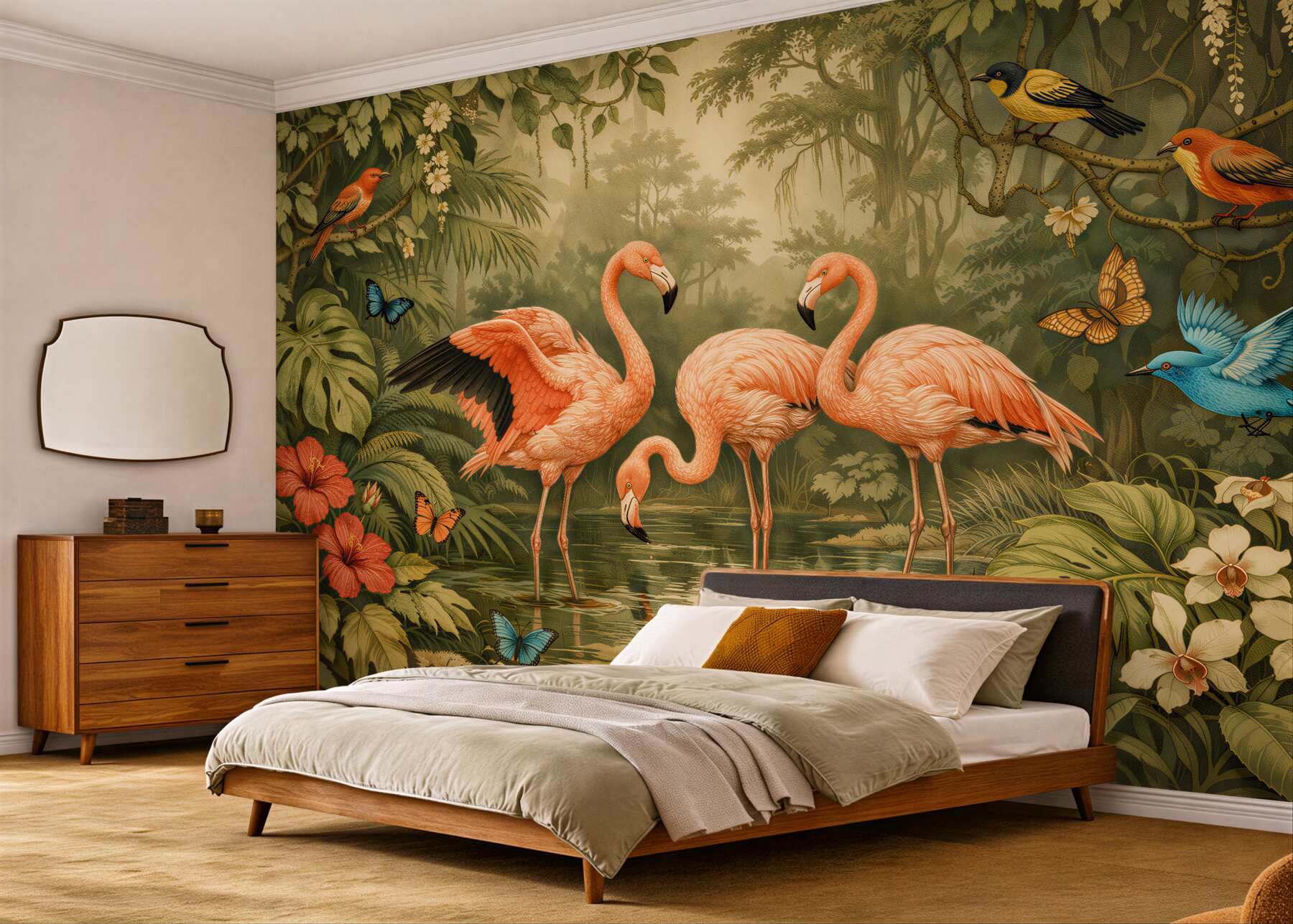 Fototapeta flamingi w egzotycznej dżungli