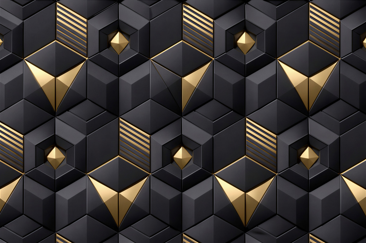 Fototapeta czarno-złota geometryczna elegancja 3d