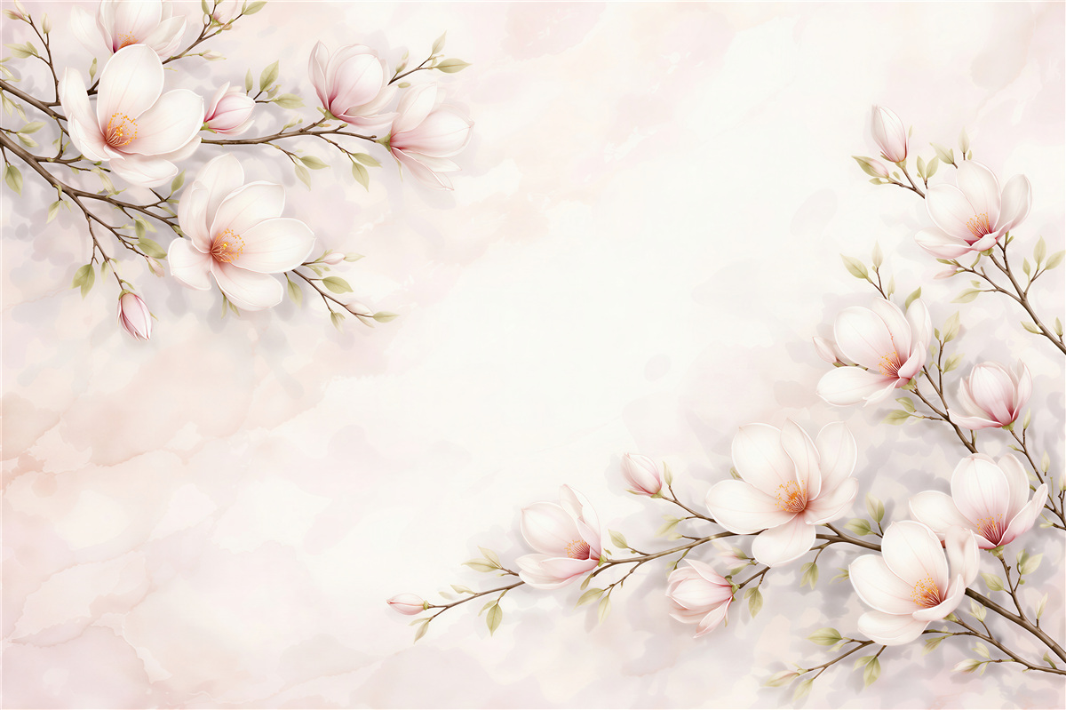 Fototapeta delikatne magnolie na jasnym tle